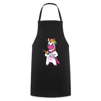 Licorne vaccinée Immunicorn - Tablier de cuisine - noir - Devant - AI Model Male 185 dark (185cm)