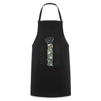 Monogramm Buchstabe I mit Krone, florales Ornament - Kochschürze - Schwarz - Vorne - AI Model Male 185 dark (185cm)