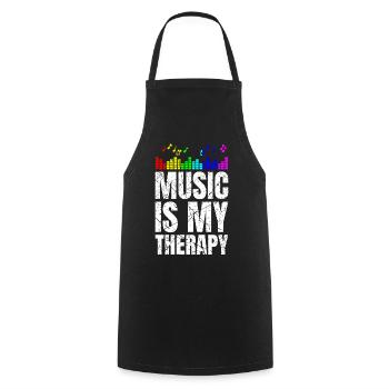 La musique est ma thérapie Musicien Mélomanes - Tablier de cuisine - noir - Devant - AI Model Male 185 dark (185cm)