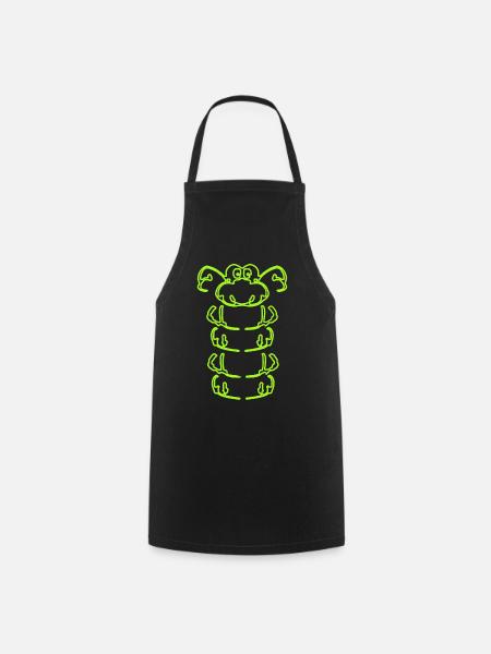 Caterpillar in green - Cooking Apron - black