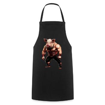 Wrestler Schwein - Kochschürze - Schwarz - Vorne - AI Model Male 185 dark (185cm)