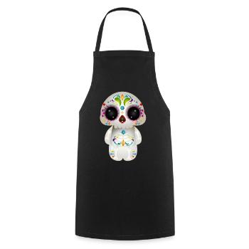 niedlicher Sugar Skull mit bunten Ornamenten - Kochschürze - Schwarz - Vorne - AI Model Male 185 dark (185cm)