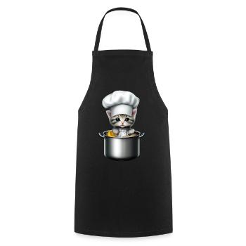 Chef Chat - Tablier de cuisine - noir - Devant - AI Model Male 185 dark (185cm)