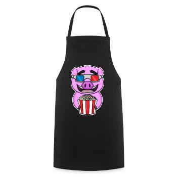 Popcorn Cinema Pig Movies Movie Movie Night - Tablier de cuisine - noir - Devant - AI Model Male 185 dark (185cm)