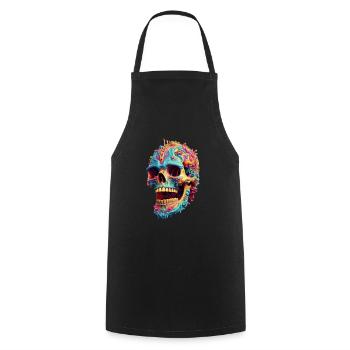 Bunter Totenkopf Schädel 3D Farbenfroh Punk Pop - Kochschürze - Schwarz - Vorne - AI Model Male 185 dark (185cm)