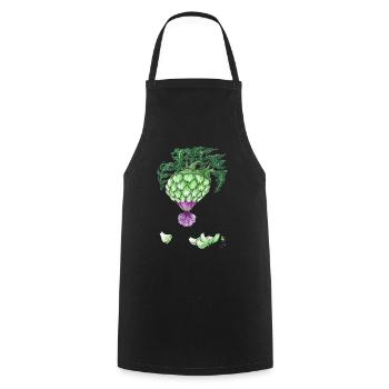 Cœur d'Artichaut Vert - Tablier de cuisine - noir - Devant - AI Model Male 185 dark (185cm)