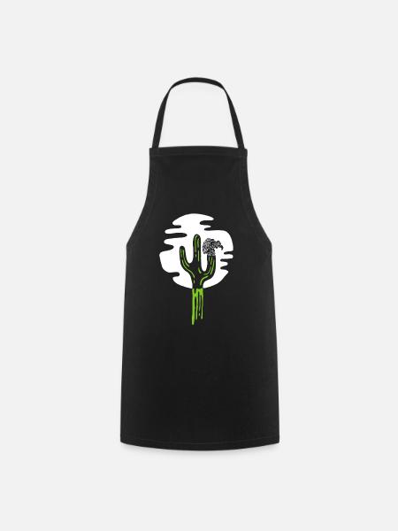 Cactus et vautour sous la lune - Tablier de cuisine - noir