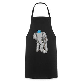 Elephant Cleaner Mop - Cooking Apron - black - Front - AI Model Male 185 dark (185cm)