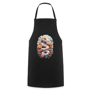Vivid Snake and Fantasy Flowers: A Psychedelic and Fantasy Flowers: A Psychedelic and Fantasy Flowers: A Psychedelic and - Tablier de cuisine - noir - Devant - AI Model Male 185 dark (185cm)