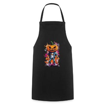 Unleash Spooky Creativity: Colorful Graffiti Pumpk - Cooking Apron - black - Front - AI Model Male 185 dark (185cm)