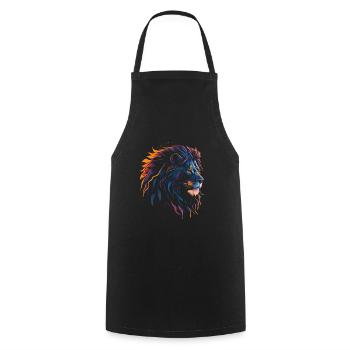 Regal Majesty: Lion Silhouette at Sunset - Cooking Apron - black - Front - AI Model Male 185 dark (185cm)