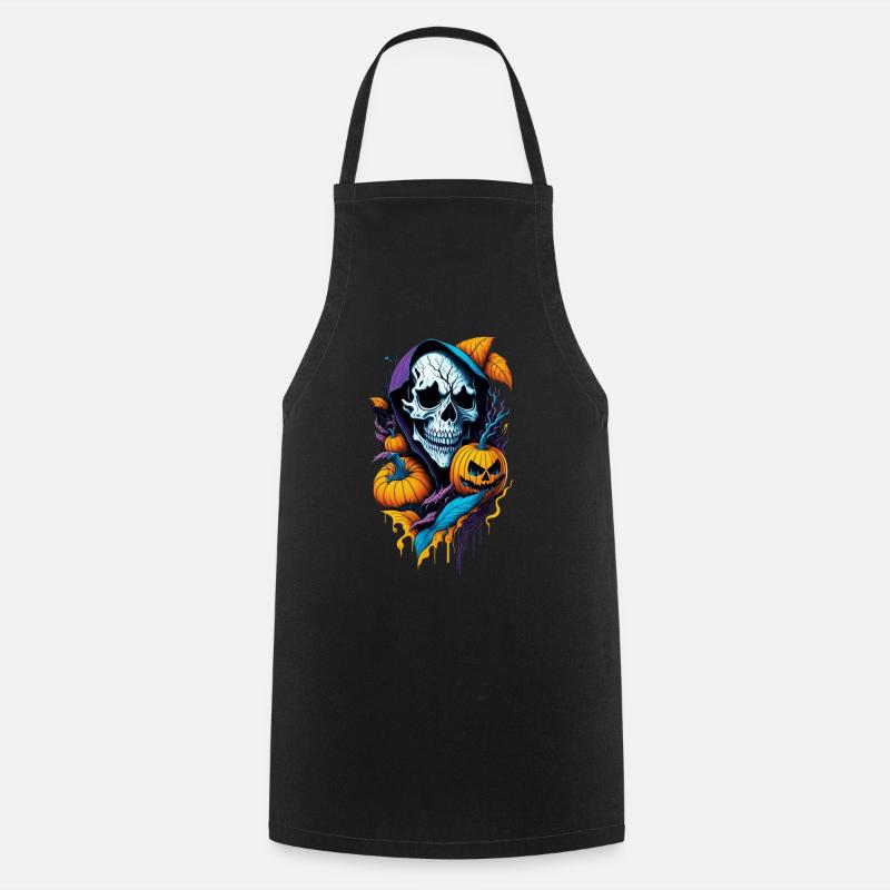 halloween tête de mort - Tablier de cuisine - noir