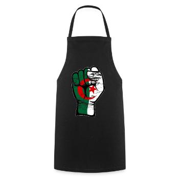 Algerien Flagge Faust Hand Symbol used - Kochschürze - Schwarz - Vorne - AI Model Male 185 dark (185cm)