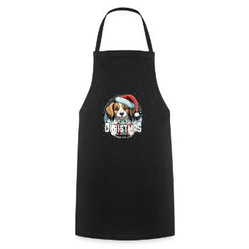 Christmas Dog Tail Wagging Christmas - Cooking Apron - black - Front - AI Model Male 185 dark (185cm)