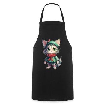Katze Weihnachten Weihnachtselfe Geschenke Mütze - Kochschürze - Schwarz - Vorne - AI Model Male 185 dark (185cm)