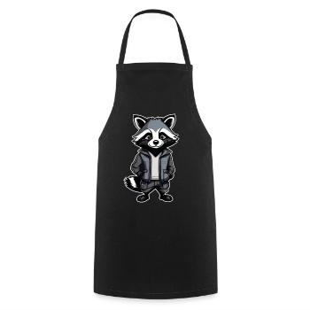 Cool Raccoon - Cooking Apron - black - Front - AI Model Male 185 dark (185cm)