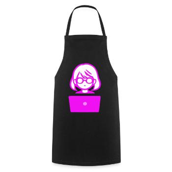 Woman with Computer Programmer Coder - Cooking Apron - black - Front - AI Model Male 185 dark (185cm)