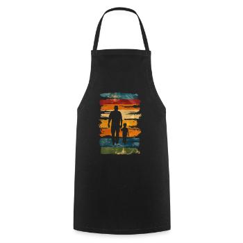 Father's day father with son retro vintage - Cooking Apron - black - Front - AI Model Male 185 dark (185cm)