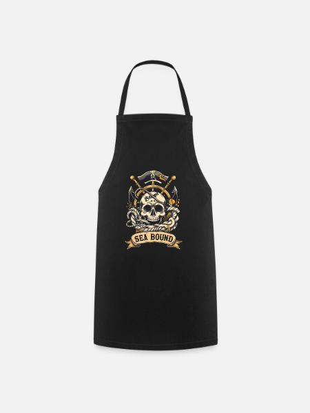 Crâne marin vintage, Sea Bound - Tablier de cuisine - noir