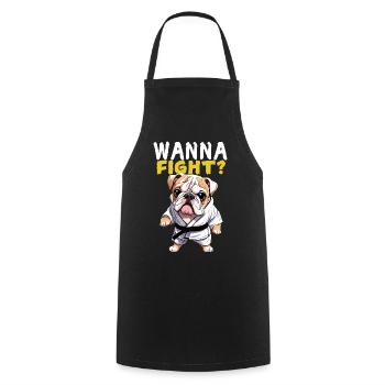 Wanna Fight? Bulldogge Karate Anzug Geschenkidee - Kochschürze - Schwarz - Vorne - AI Model Male 185 dark (185cm)