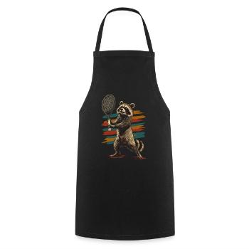 Raton laveur jouant au tennis - Tablier de cuisine - noir - Devant - AI Model Male 185 dark (185cm)