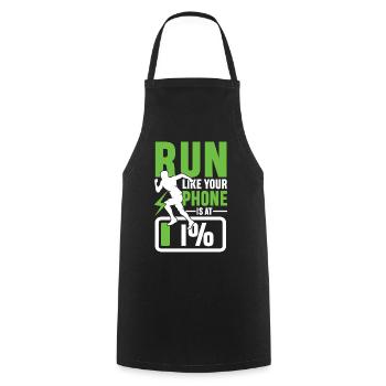 Run like your phone is 1 - Kochschürze - Schwarz - Vorne - AI Model Male 185 dark (185cm)