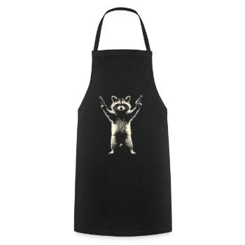 Vilain raton laveur avec 2 pistolets - Tablier de cuisine - noir - Devant - AI Model Male 185 dark (185cm)