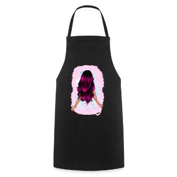 Girl woman beauty long pink hair with flower - Cooking Apron - black - Front - AI Model Male 185 dark (185cm)