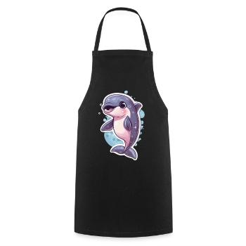 Dolphin - Cooking Apron - black - Front - AI Model Male 185 dark (185cm)