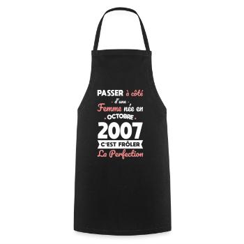 18th birthday - born in October 2007 - Cooking Apron - black - Front - AI Model Male 185 dark (185cm)