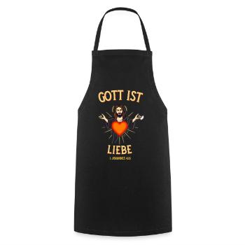 Jesus Herz Liebe Bibel Vers Gott ist Liebe  - Kochschürze - Schwarz - Vorne - AI Model Male 185 dark (185cm)