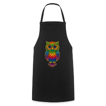 Regenbogen Eulen Glitzerkunst - Kochschürze - Schwarz - Vorne - AI Model Male 185 dark (185cm)