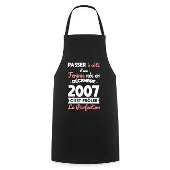 18th birthday - born in December 2007 - Cooking Apron - black - Front - AI Model Male 185 dark (185cm)