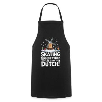 Patiner en hiver comme un vrai Hollandais - Tablier de cuisine - noir - Devant - AI Model Male 185 dark (185cm)