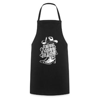 Botte Cowboy et lettrage fluide - Tablier de cuisine - noir - Devant - AI Model Male 185 dark (185cm)