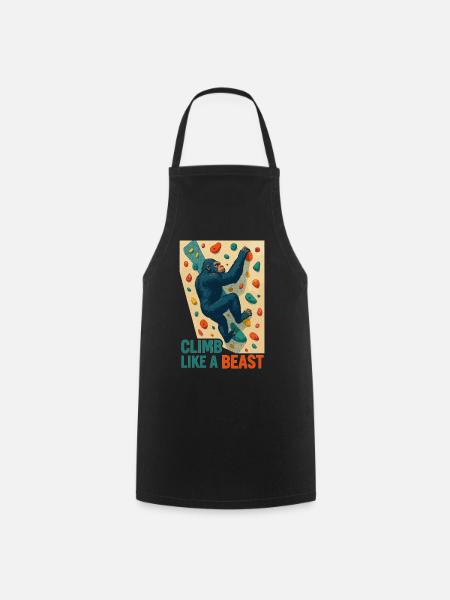 Cadeau du Singe Bête Grimpeur Gorille Bouldering - Tablier de cuisine - noir