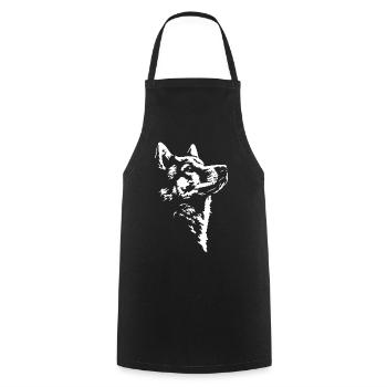 Chien en silhouette de Spitz finlandais Wilsigns - Tablier de cuisine - noir - Devant - AI Model Male 185 dark (185cm)