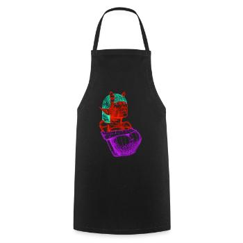 Crimson Demon  - Cooking Apron - black - Front - AI Model Male 185 dark (185cm)
