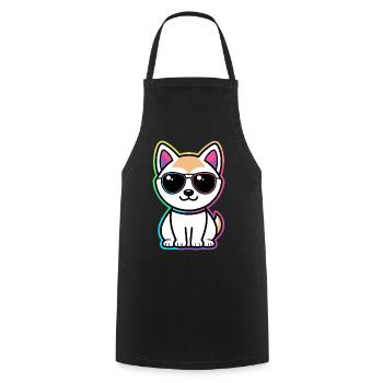 Cat Neon Rainbow Glasses - Cooking Apron - black - Front - AI Model Male 185 dark (185cm)