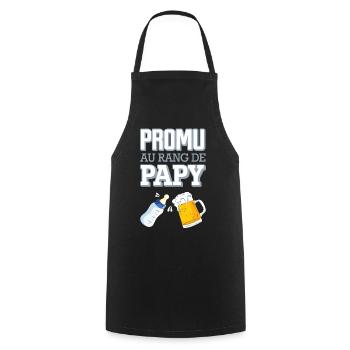 Promu au Rang de Papy Humour Naissance Bébé - Tablier de cuisine - noir - Devant - AI Model Male 185 dark (185cm)