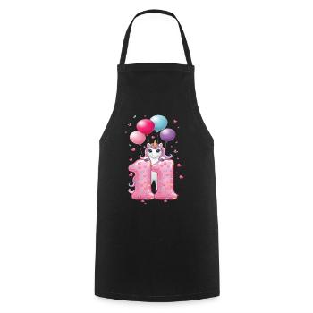 11 ans de Fille Mignonne Licorne 11e anniversaire - Tablier de cuisine - noir - Devant - AI Model Male 185 dark (185cm)