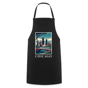 Chicago Illinois Poster Skyline Deco Vista - Cooking Apron - black - Front - AI Model Male 185 dark (185cm)
