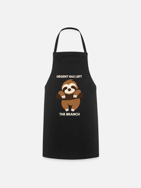 Langsamer Sloth am Ast Cartoon - Kochschürze - Schwarz