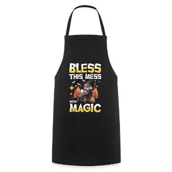 Bénis ce désordre avec un balai à café magique hexe - Tablier de cuisine - noir - Devant - AI Model Male 185 dark (185cm)