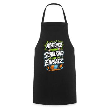 Schulkind im Einsatz - Kochschürze - Schwarz - Vorne - AI Model Male 185 dark (185cm)