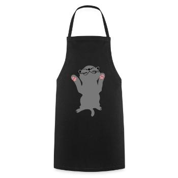 Cat Relaxed Carthusian Chartreux funny - Cooking Apron - black - Front - AI Model Male 185 dark (185cm)