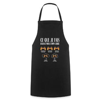 Ce que je fais durant mon temps libre Jeux vidéo - Tablier de cuisine - noir - Devant - AI Model Male 185 dark (185cm)