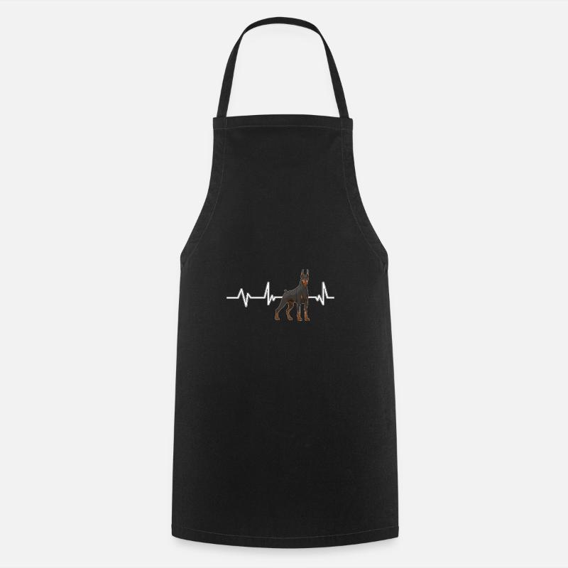 Dobermann Doberman Heartbeat - Tablier de cuisine - noir
