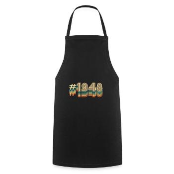 74th birthday born 1948 - Cooking Apron - black - Front - AI Model Male 185 dark (185cm)