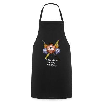 The dice is my weapon Pen and Paper Game - Cooking Apron - black - Front - AI Model Male 185 dark (185cm)
